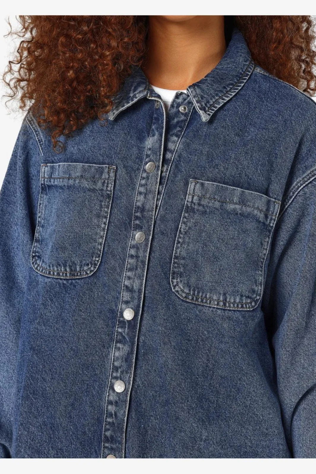 Hot Noisy May Nmalva L/S Denim Shacket Az351Mb 4418191 Medium Blue Denim