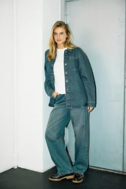 Outlet Noisy May Nmalva L/S Tinted Washed Shirt Az449Mb 4844470 Dark Blue Denim