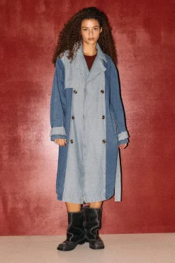 New Noisy May Nmarizona Denim Trenchcoat Dd 4785880 Dark Blue Denim
