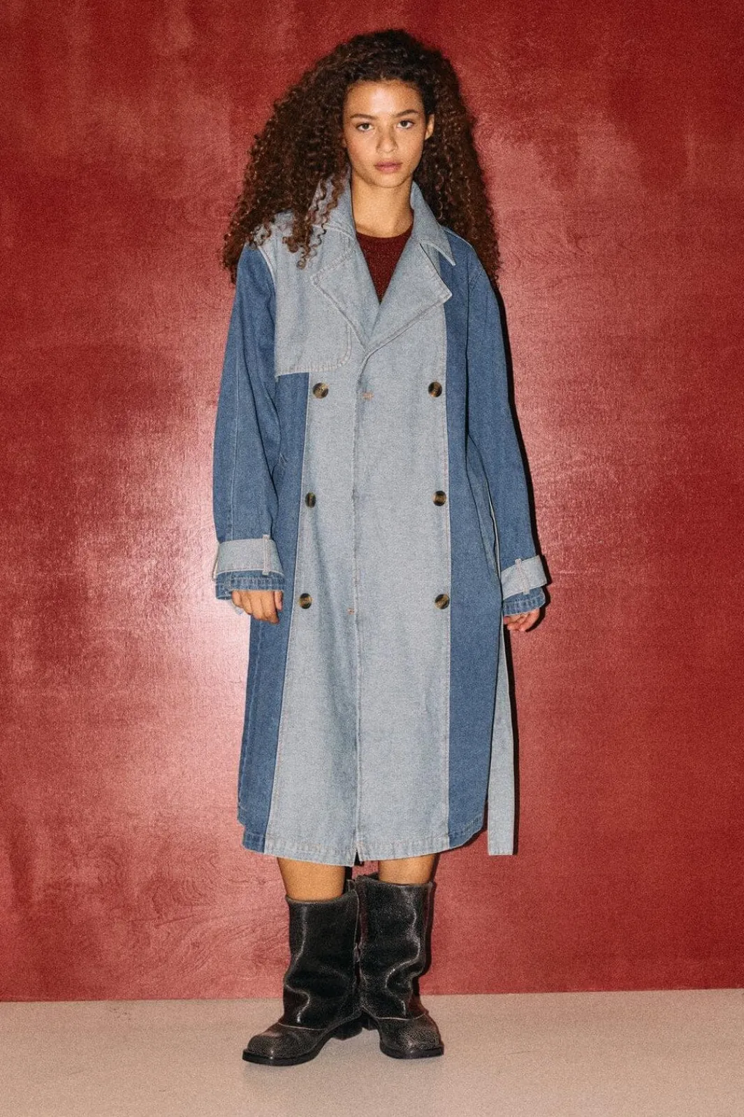 New Noisy May Nmarizona Denim Trenchcoat Dd 4785880 Dark Blue Denim