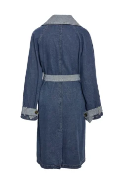 New Noisy May Nmarizona Denim Trenchcoat Dd 4785880 Dark Blue Denim