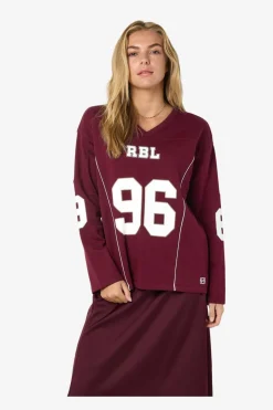 New Noisy May Nmaston L/S V-Neck Sports Sweat Fwd 4892272 Windsor Wine