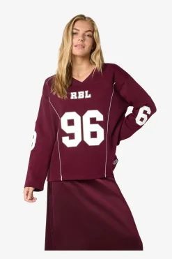 New Noisy May Nmaston L/S V-Neck Sports Sweat Fwd 4892272 Windsor Wine