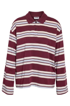Noisy May Nmaura L/S Striped Polo Shirt 4828919 Windsor Wine Cashmere/Birch