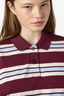 Noisy May Nmaura L/S Striped Polo Shirt 4828919 Windsor Wine Cashmere/Birch