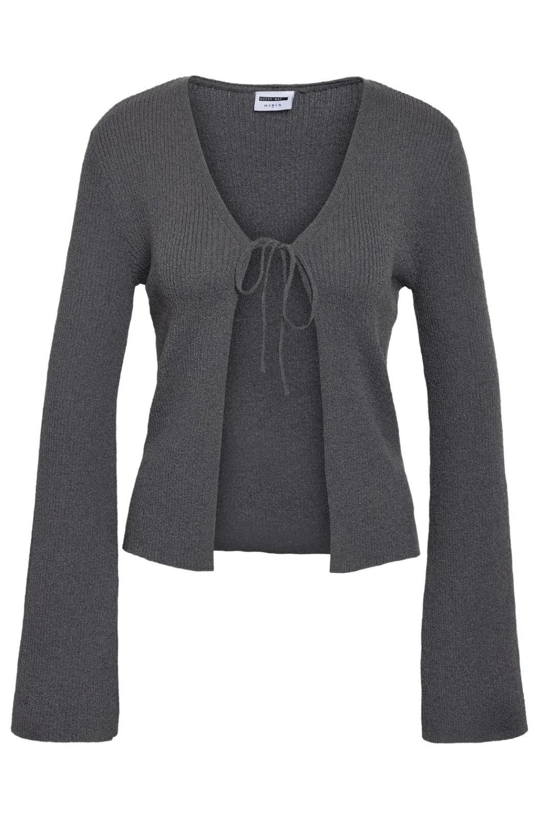 Clearance Noisy May Nmaylin L/S Tie Knit Cardigan Dd 4803686 Charcoal Gray