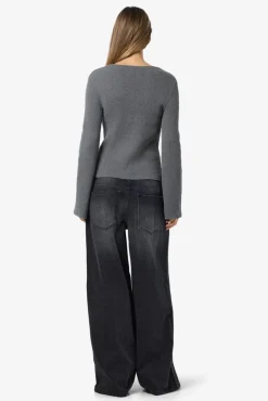 Clearance Noisy May Nmaylin L/S Tie Knit Cardigan Dd 4803686 Charcoal Gray