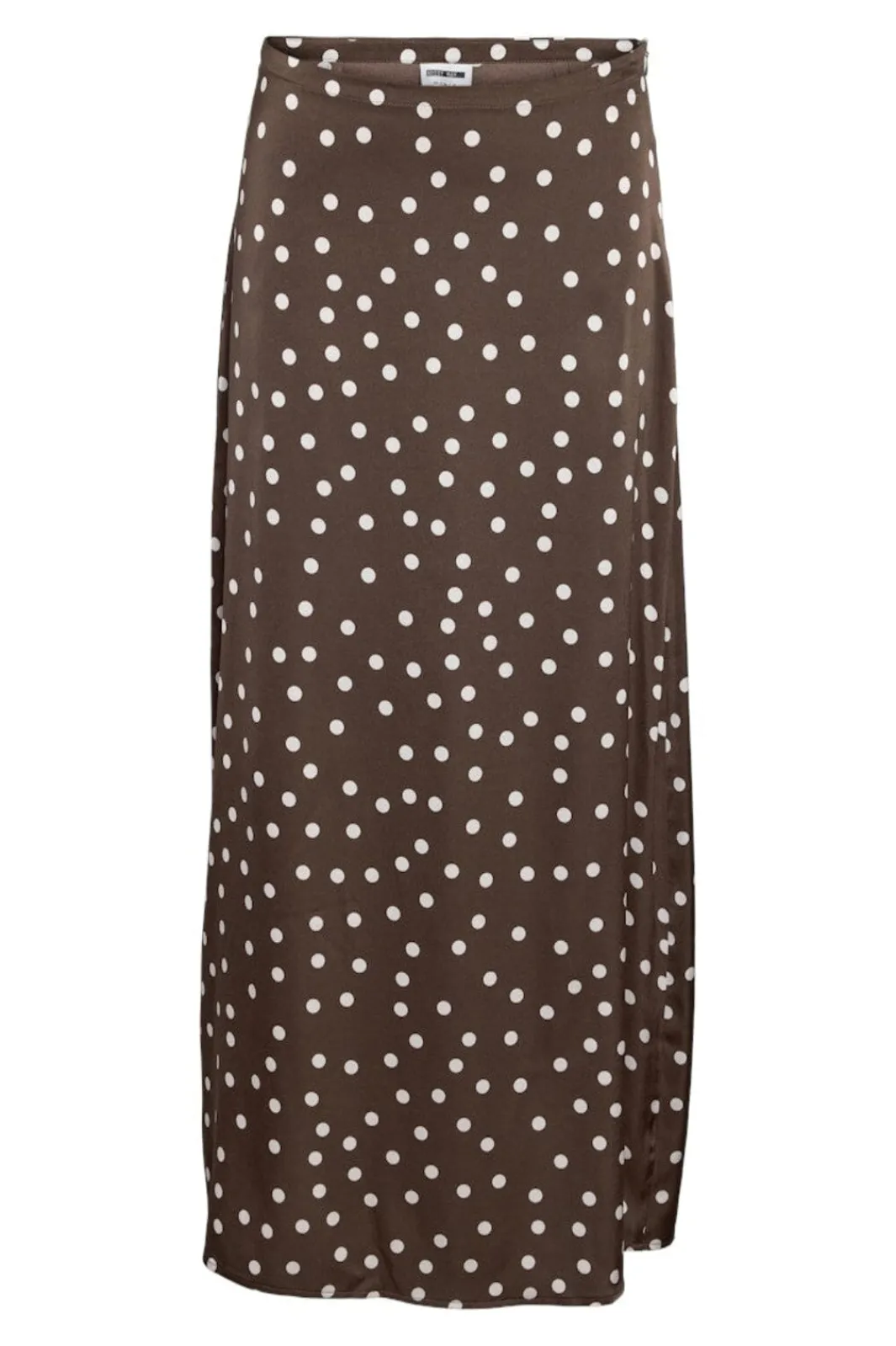 Discount Noisy May Nmbambi Midi Satin Skirt 5054595 Chocolate Brown White Polka