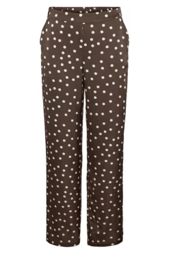Online Noisy May Nmbambi Satin Pant 5054526 Chocolate Brown White Polka