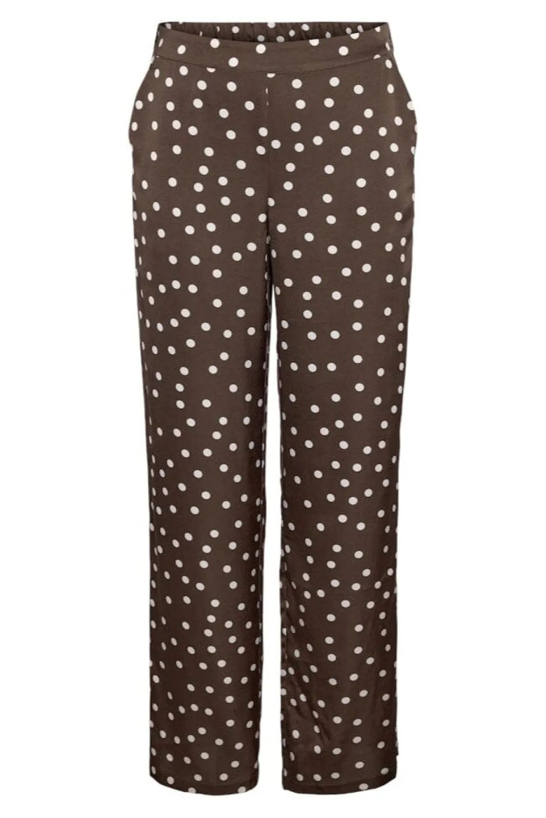 Online Noisy May Nmbambi Satin Pant 5054526 Chocolate Brown White Polka