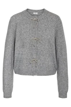 Online Noisy May Nmbrayana L/S Bow Trim Knit Cardigan 4903272 Ultimate Grey Sequin Bow