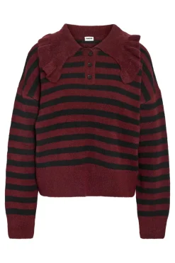 Noisy May Nmbrooke L/S Frill Collar Knit 4924582 Windsor Wine Black