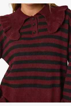 Noisy May Nmbrooke L/S Frill Collar Knit 4924582 Windsor Wine Black
