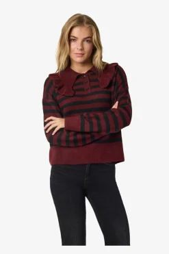 Noisy May Nmbrooke L/S Frill Collar Knit 4924582 Windsor Wine Black