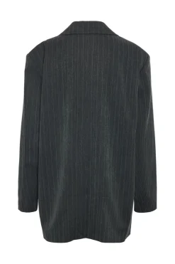 Sale Noisy May Nmcelia L/S Oversize Pinstripe Blazer Fw 4977588 Dark Grey Melange Pinstripe