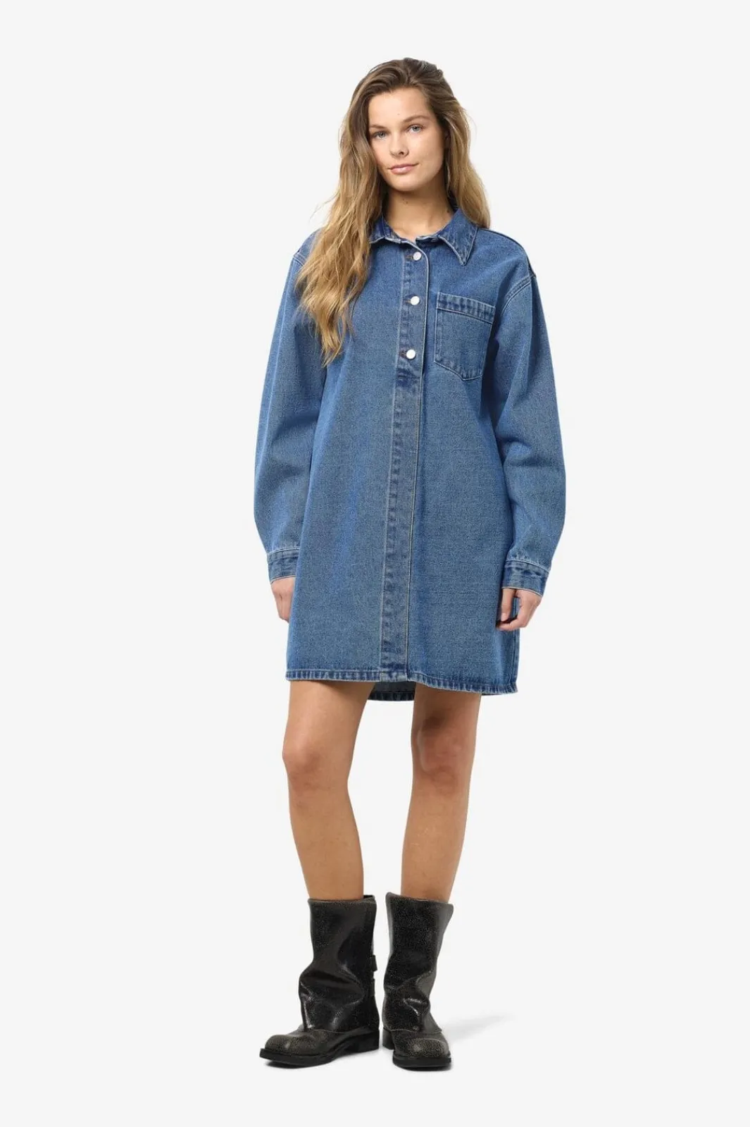 Outlet Noisy May Nmdelilah L/S Regular Dress Vi564Mb 4801391 Medium Blue Denim