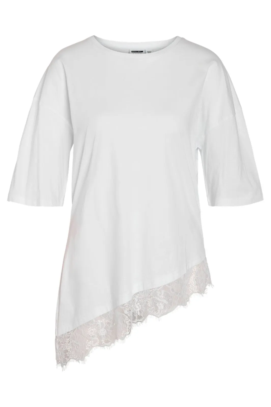 Outlet Noisy May Nmeasy Lace Detail S/S T-Shirt 5086000 Bright White Bright White Lace