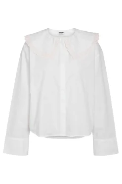 Noisy May Nmeliza L/S Embr Collar Shirt 4921981 Bright White