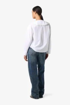 Noisy May Nmeliza L/S Embr Collar Shirt 4921981 Bright White