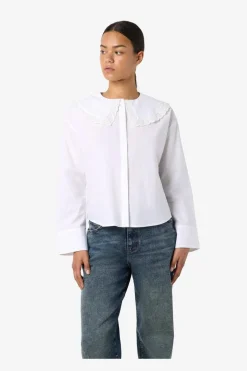 Noisy May Nmeliza L/S Embr Collar Shirt 4921981 Bright White