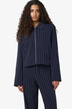 Discount Noisy May Nmella L/S Pinstripe Jacket Fwd 4896947 Navy Blazer White
