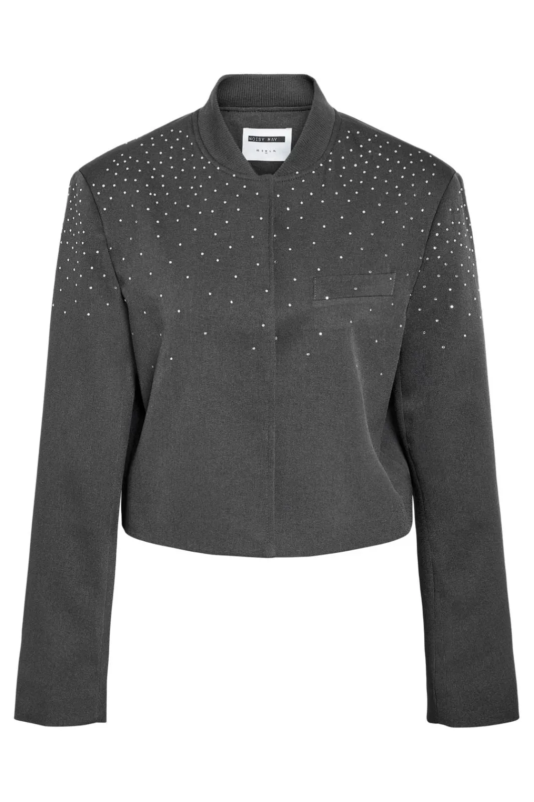 Online Noisy May Nmellie Rhinestone Cropped Jacket Fwd 4847913 Dark Grey Melange