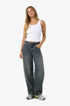 Best Noisy May Nmhazal Barrel Jeans Vi586Mb 4791941 Medium Blue Denim