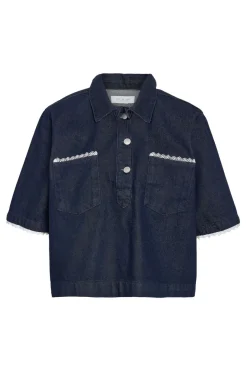 Discount Noisy May Nmindie 2/4 Denim Lace Shirt Db 4952006 Dark Blue Denim
