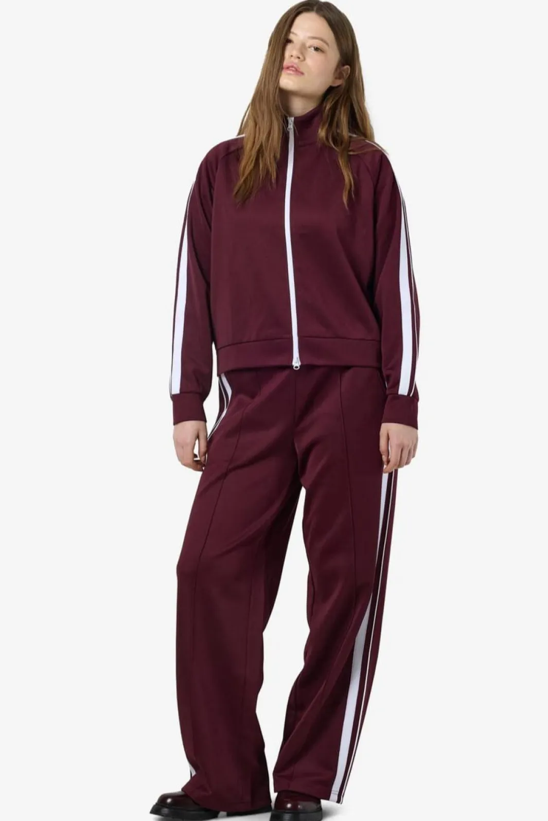 Hot Noisy May Nmjenna L/S High Neck Zipper 4837290 Windsor Wine White Stripes