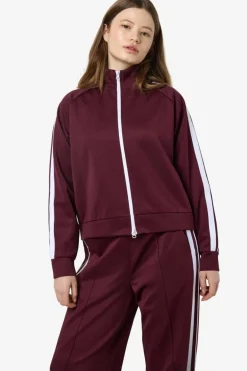 Hot Noisy May Nmjenna L/S High Neck Zipper 4837290 Windsor Wine White Stripes
