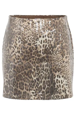 Outlet Noisy May Nmjessy Short Sequin Skirt 4876602 Silver Mink Leo Sequin