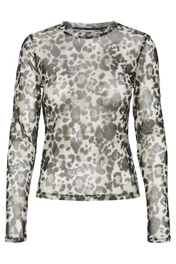 Discount Noisy May Nmjudith L/S Mesh Top Bg Fwd 4067990 Black Leo