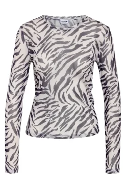 Sale Noisy May Nmjudith L/S Mesh Top Bg Fwd 4608437 Black Zebra