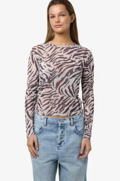 Sale Noisy May Nmjudith L/S Mesh Top Bg Fwd 4608437 Black Zebra