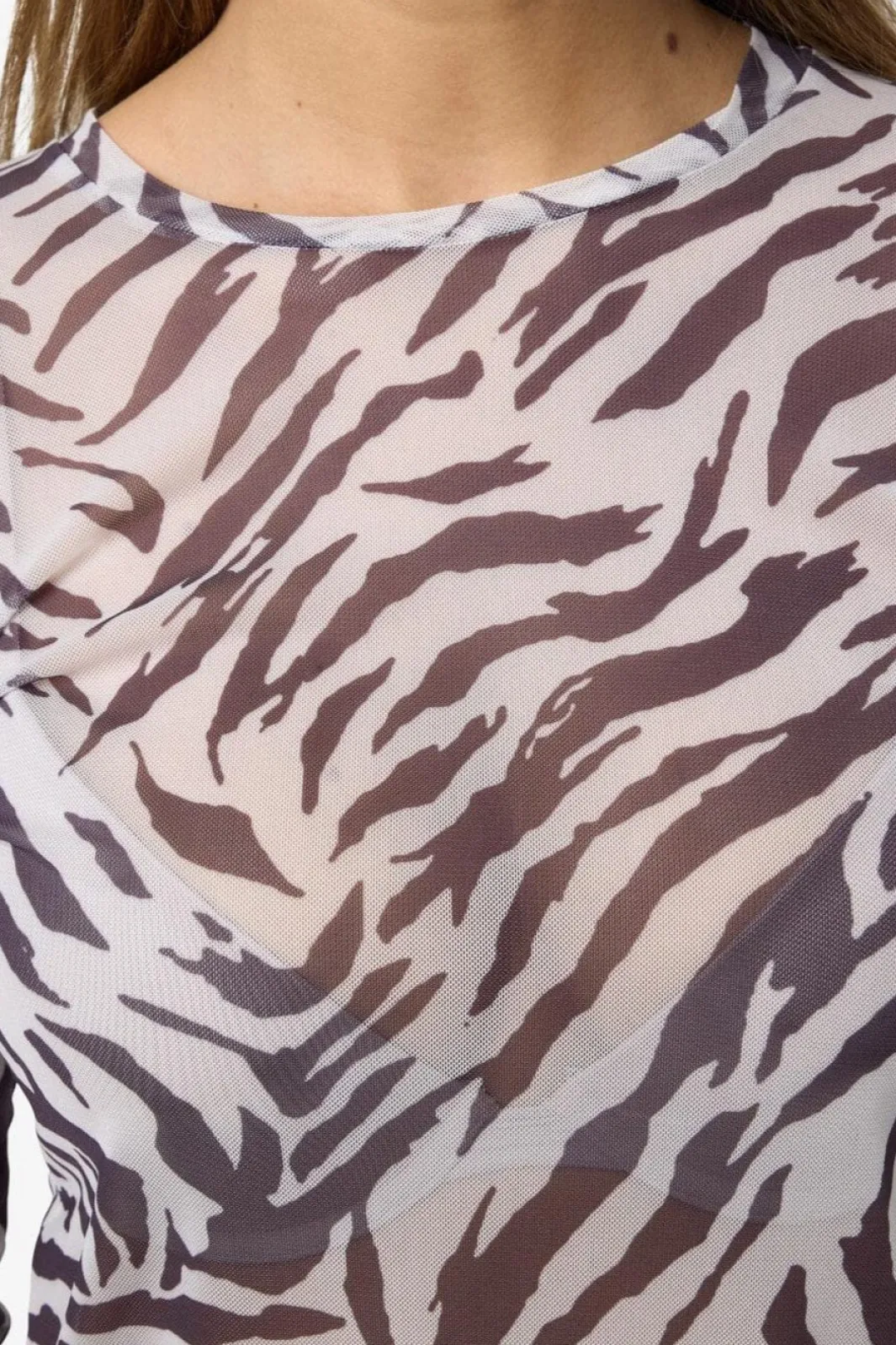 Sale Noisy May Nmjudith L/S Mesh Top Bg Fwd 4608437 Black Zebra