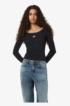 Noisy May Nmjudy L/S Embr Top 4863105 Black White Embr