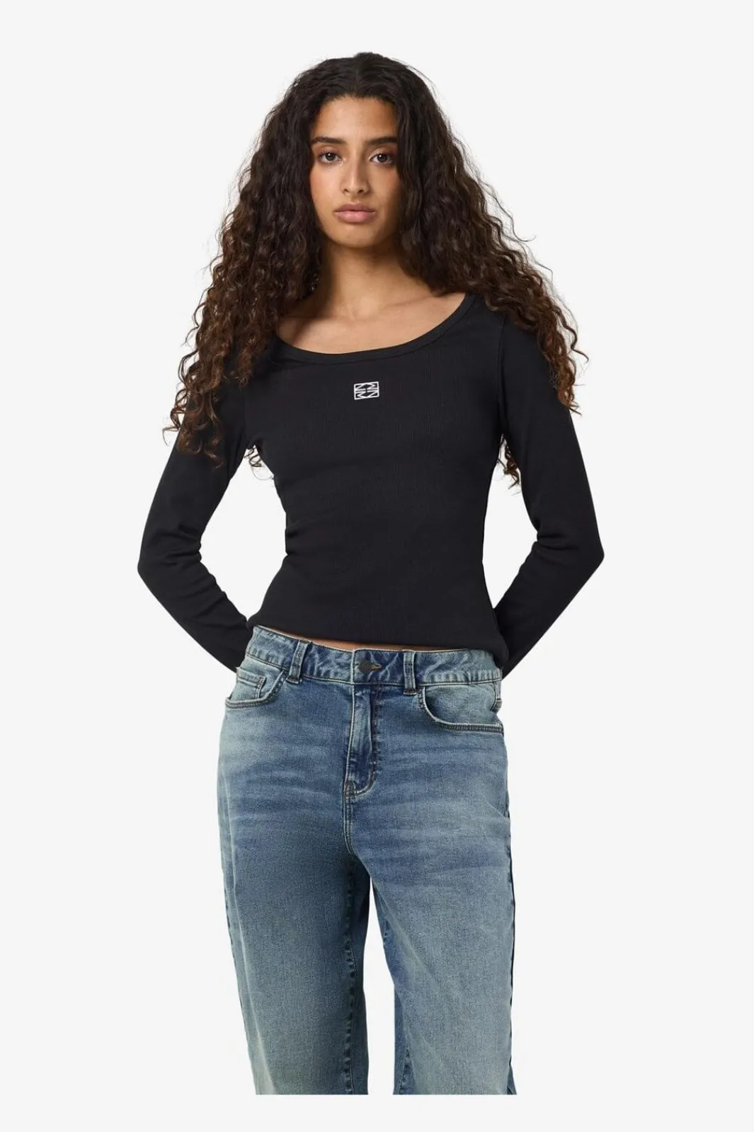 Noisy May Nmjudy L/S Embr Top 4863105 Black White Embr