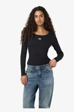 Noisy May Nmjudy L/S Embr Top 4863105 Black White Embr