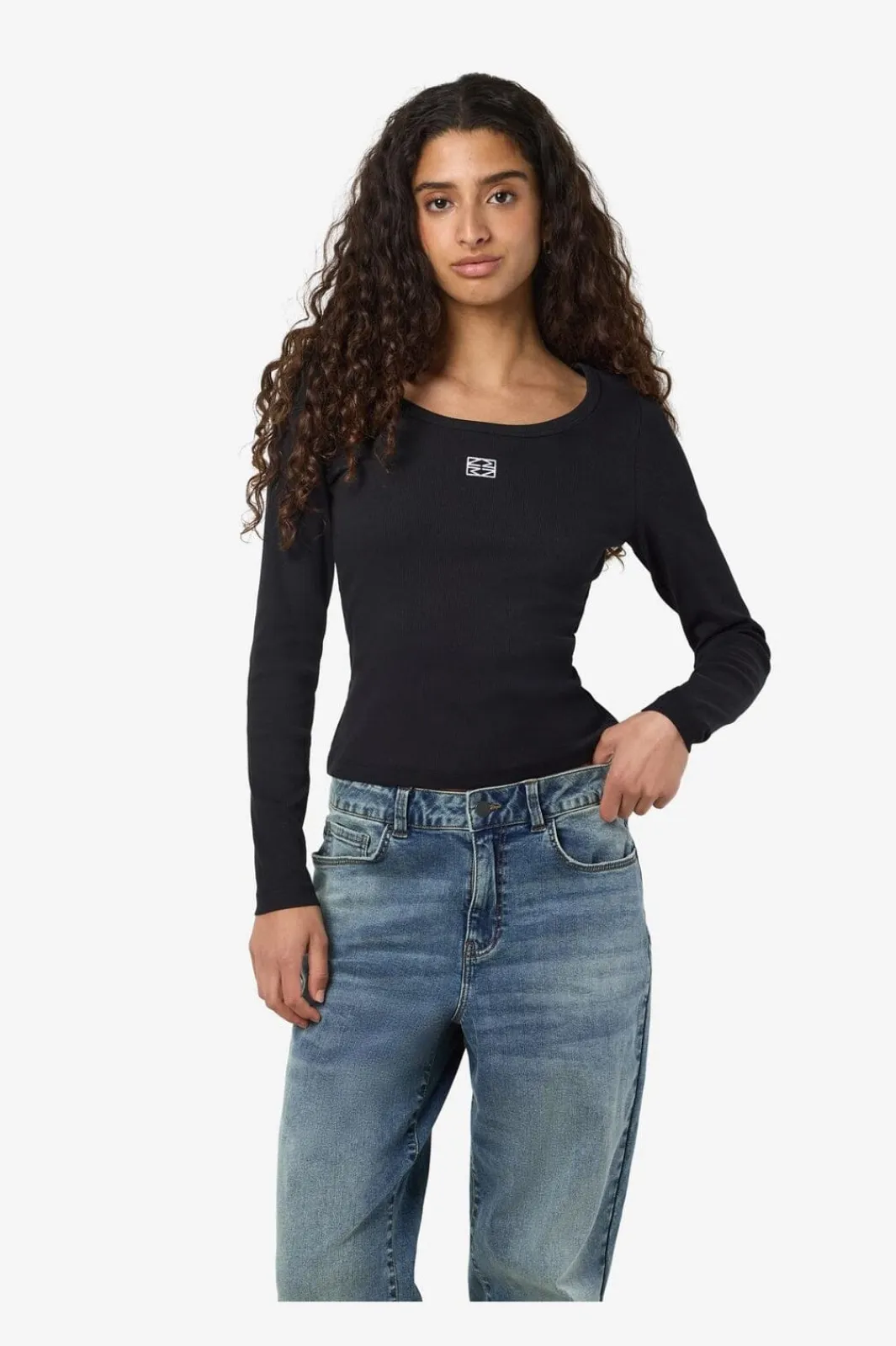 Noisy May Nmjudy L/S Embr Top 4863105 Black White Embr