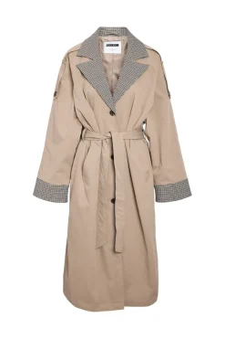 Best Noisy May Nmjulia Trenchcoat 4788737 Silver Mink Checks