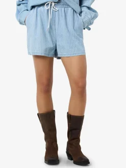 Best Noisy May Nmkatri Nw Elastic Stripe Short Bs006Lb 4724761 Light Blue Denim