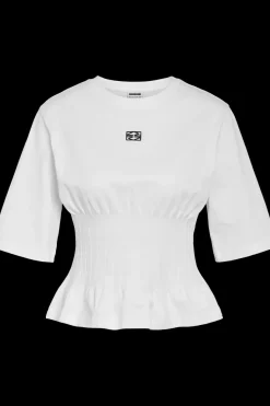 Best Noisy May Nmkieran 2/4 Fitted Logo T-Shirt Fwd 4954047 Bright White Nm Logo
