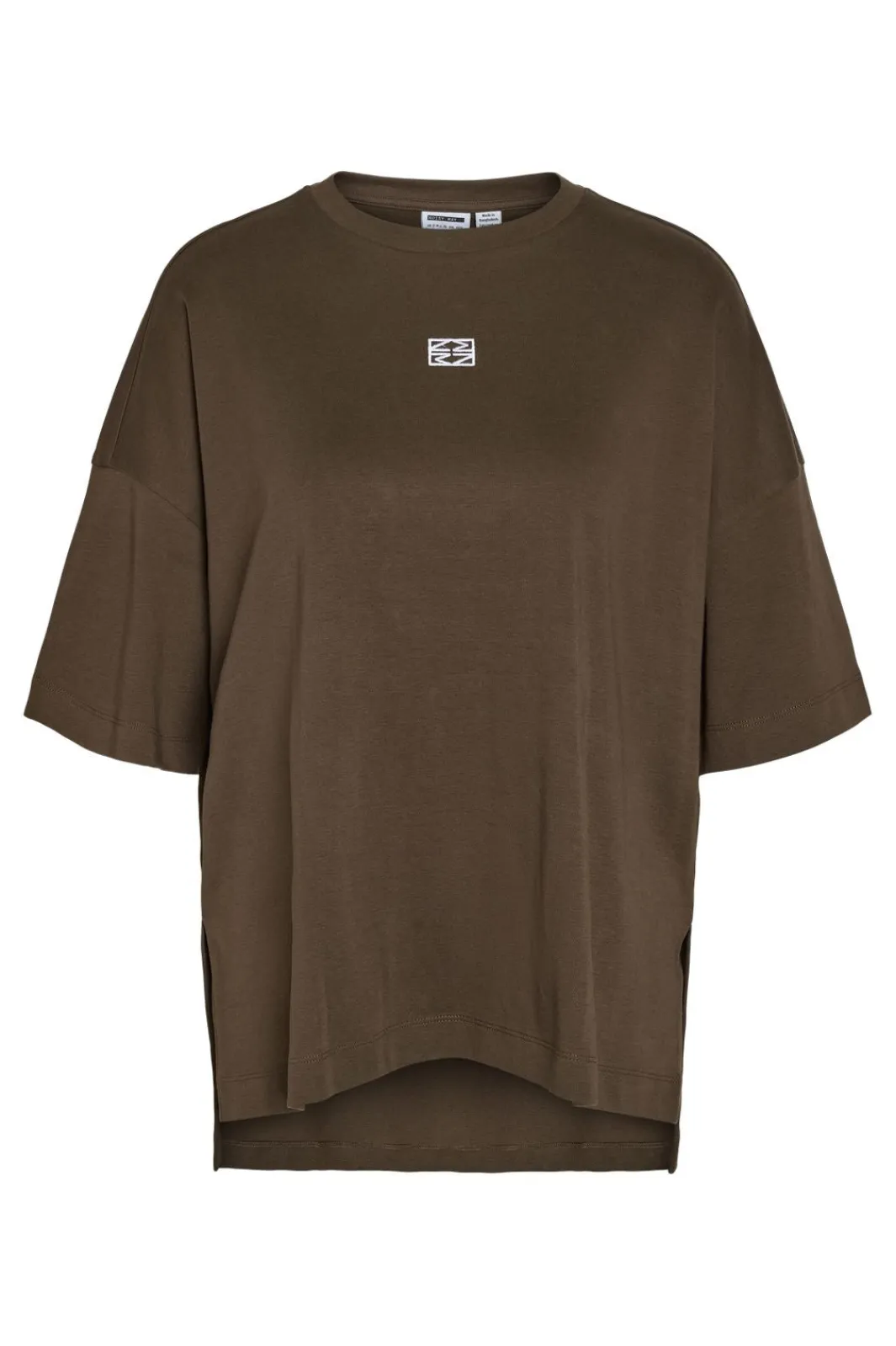 Noisy May Nmkim S/S Slit T-Shrt Fwd 5056308 Chocolate Brown White Emb