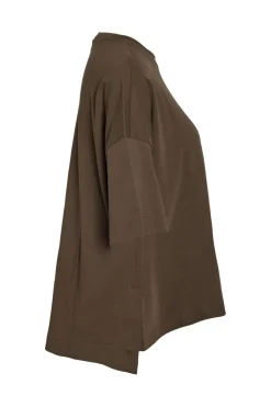 Noisy May Nmkim S/S Slit T-Shrt Fwd 5056308 Chocolate Brown White Emb