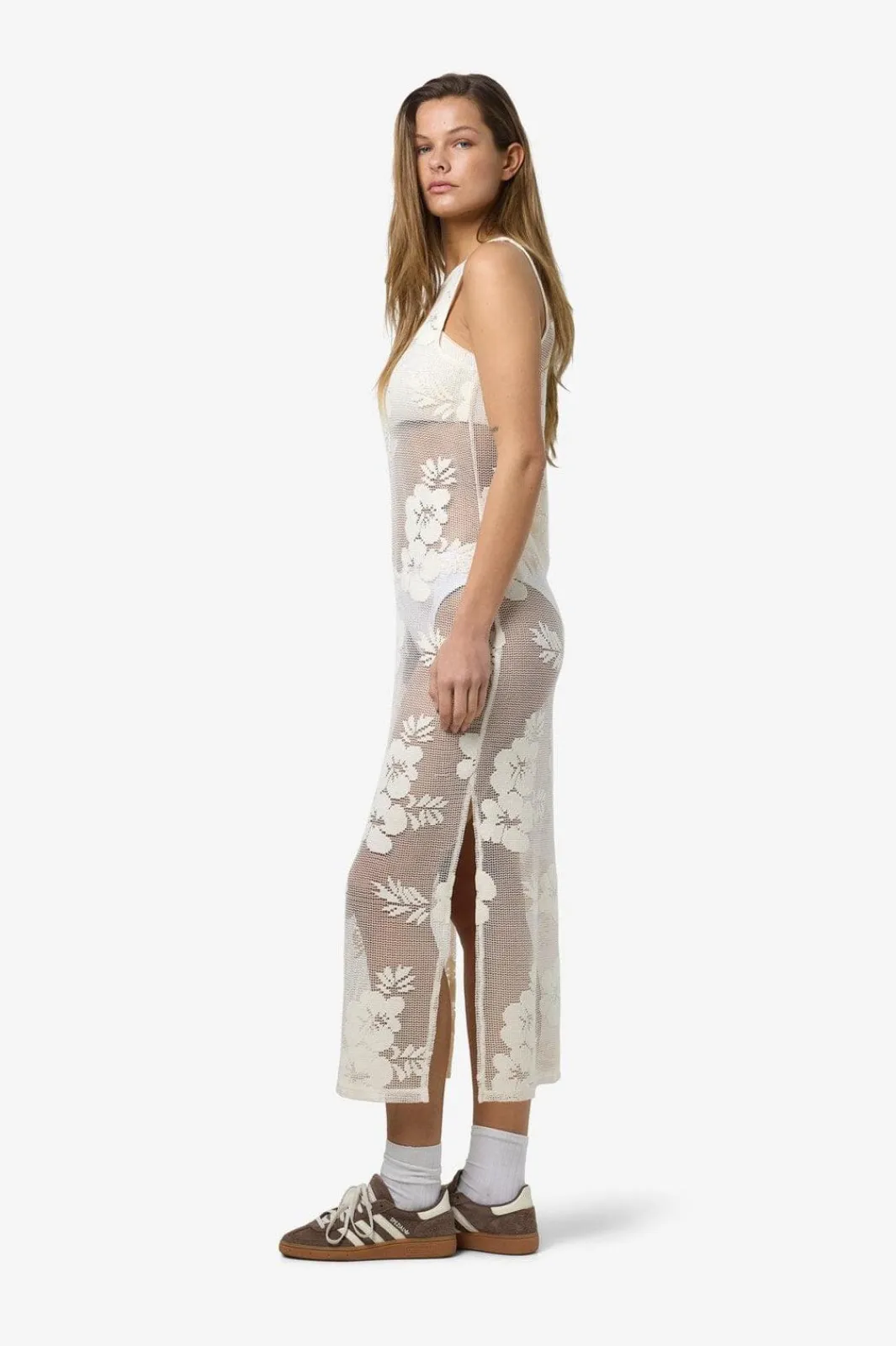 Best Noisy May Nmklea S/L Long Flower Lace Slit Dress 4821924 Birch