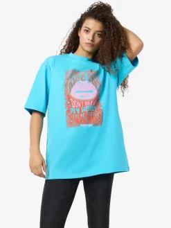 Outlet Noisy May Nmkokoon S/S Printed T-Shirt 4766554 River Blue Bonbon