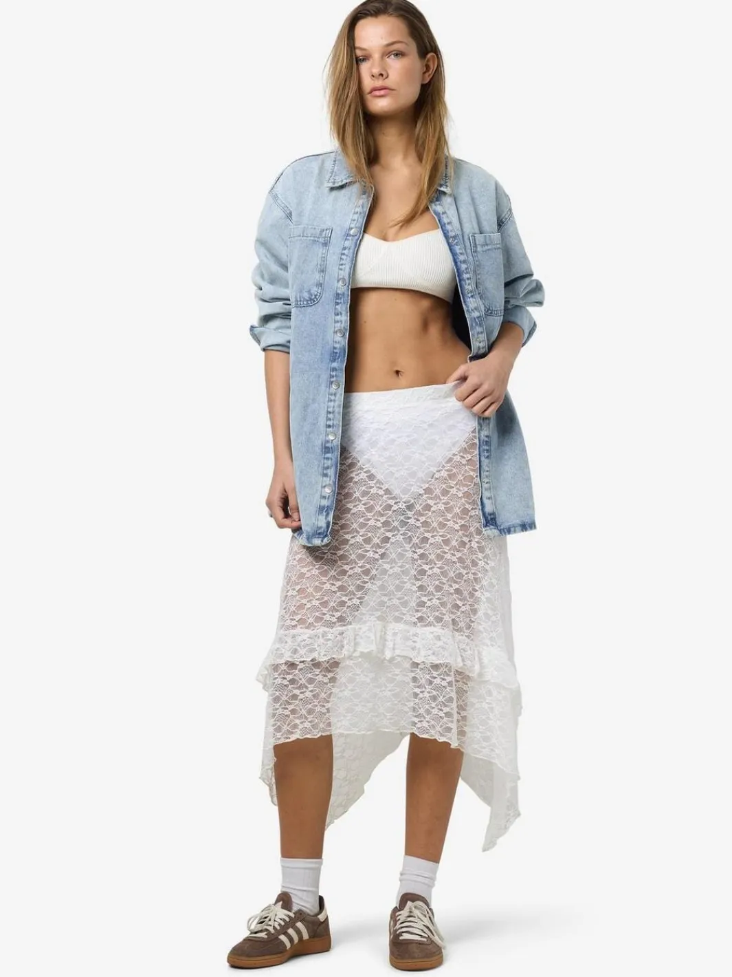 Noisy May Nmlacey Nw Midi Skirt 4755476 Bright White