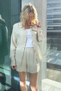 Sale Noisy May Nmleilani L/S Loose Shirt 4260401 Natural