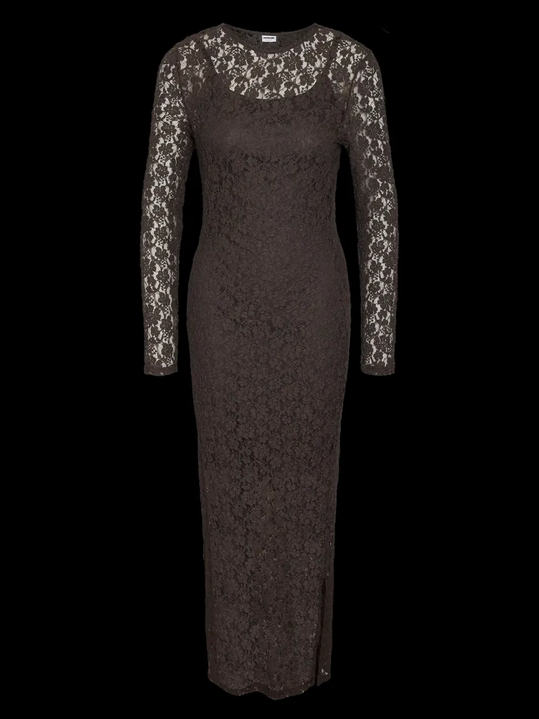 Sale Noisy May Nmmiriam L/S Maxi Lace Dress 5064757 Chocolate Brown