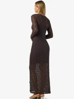 Sale Noisy May Nmmiriam L/S Maxi Lace Dress 5064757 Chocolate Brown